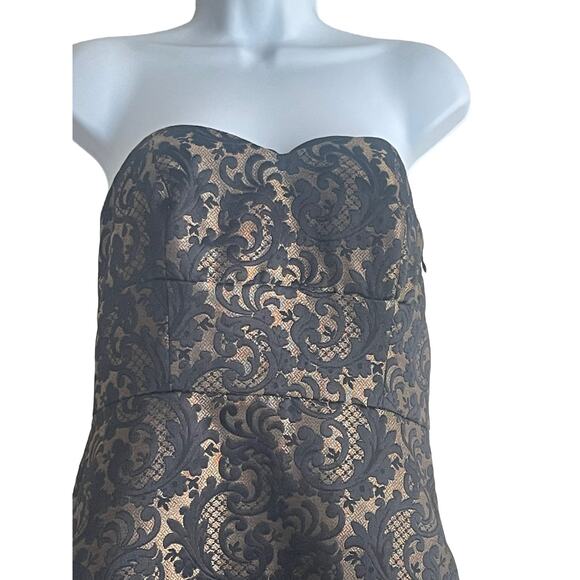 Ann Taylor LOFT Strapless Black Gold Brocade Mini Dress 4 Formal Whimsy‎ Fairy - Picture 11 of 15